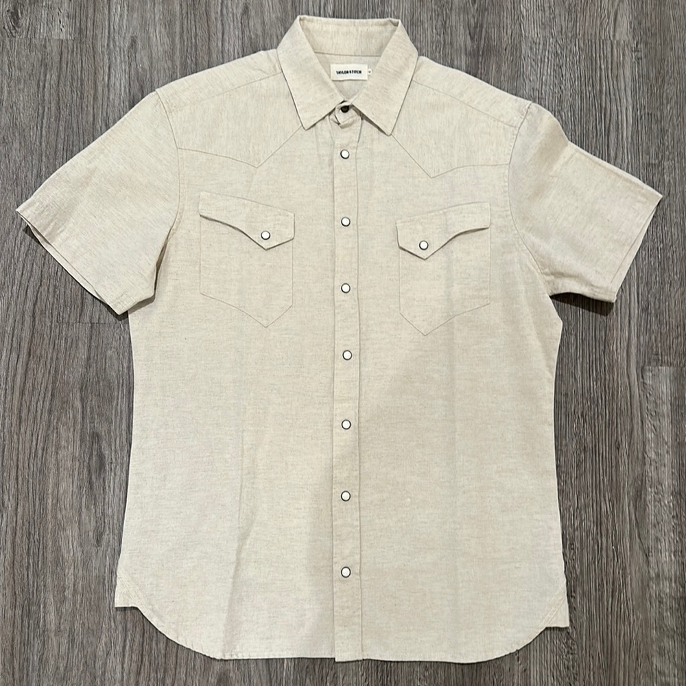 TAYLOR STITCH - The Short Sleeve Western Shirt in Natural - Size 42 never worn
